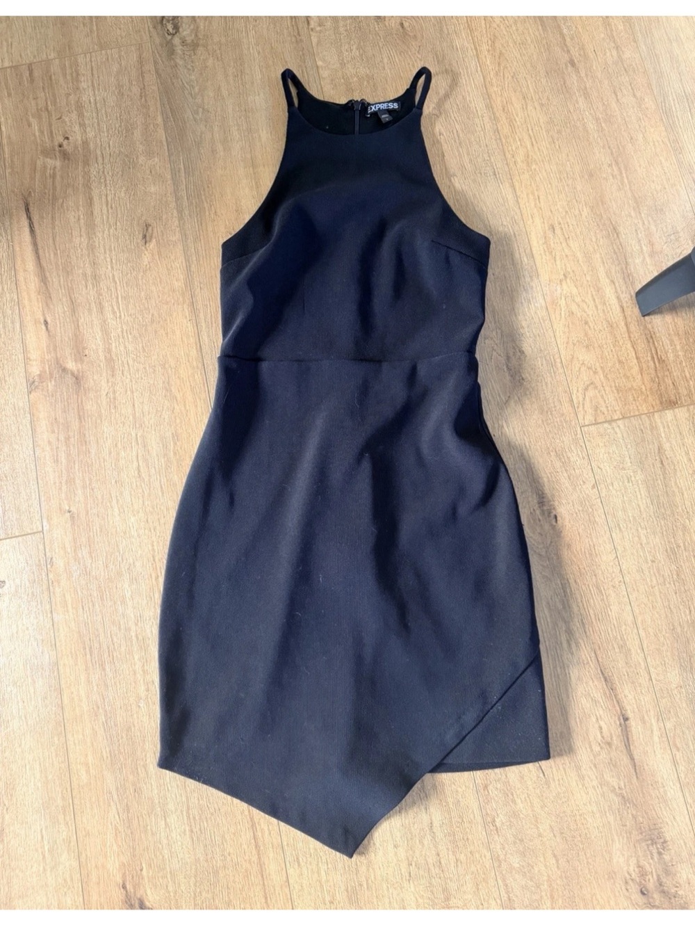 Express Black Asymmetric Halter Dress